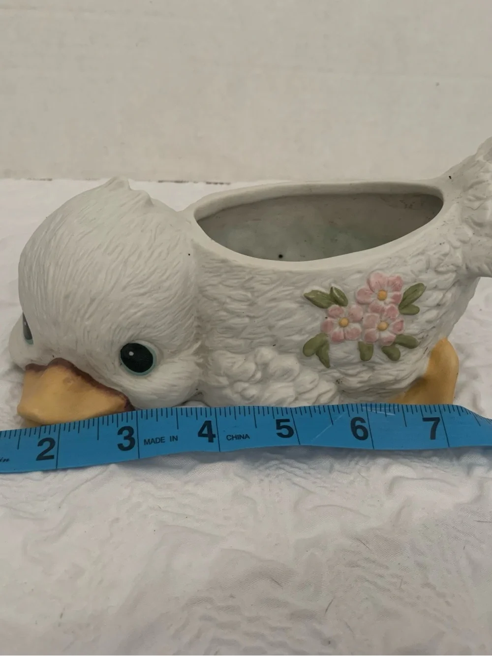 Vintage 60's-70's~Porcelain Duck Planter~Florals, Tail In Air~Made in Mexico MCM